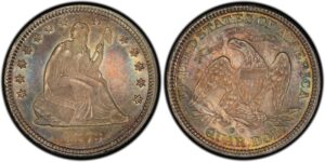 1873 CC Liberty Seated Quarter without Arrows