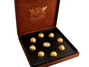 Gold chocolate box with Swiss Gold Coin