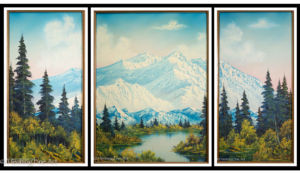 Bob Ross Triptych Mountain Landscape